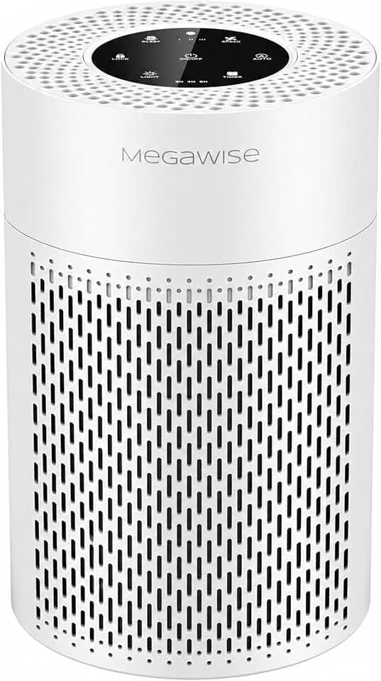 MEGAWISE 2022 Aktualisierte Version Intelligenter Luftreiniger für große Räume bis zu 100 m², H13 True HEPA-Filter mit intelligentem Luftqualitätssensor, Schlafmodus