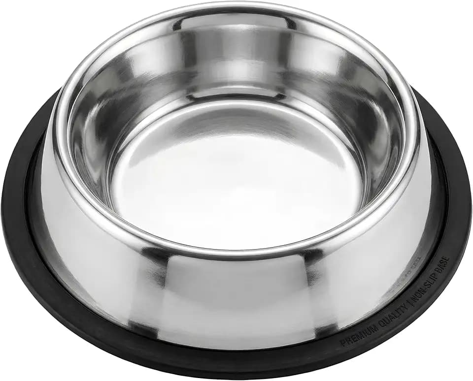 Loving Pets Stainless Steel Non-Tip Dog Bowl – Heavy Duty No Spill Dog Bowl with Removable Rubber Base – Durable, Non-Skid Stainless Steel Dog Food Bowl & Dog Water