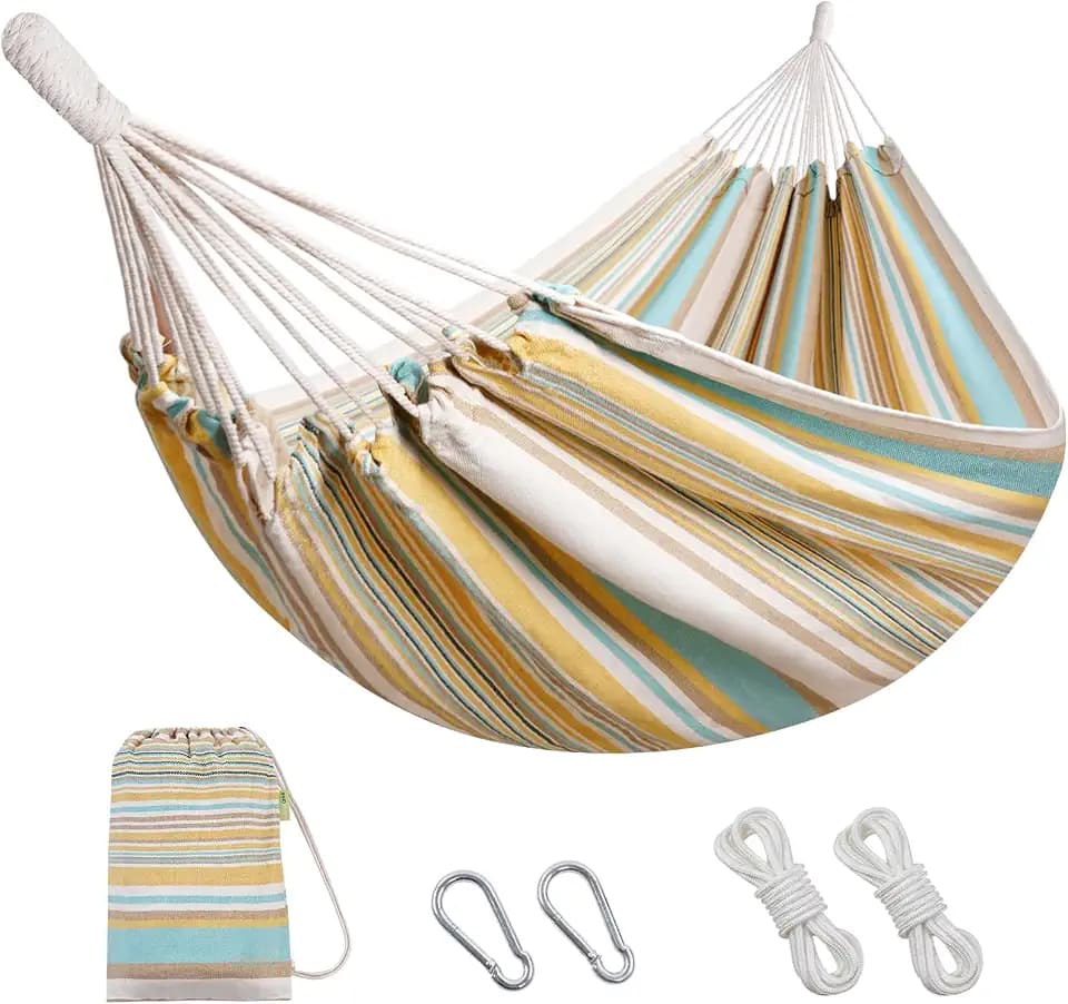 INNO STAGE Brazilian Hammock with Tree Straps, Carry Bag, Yellow & Green