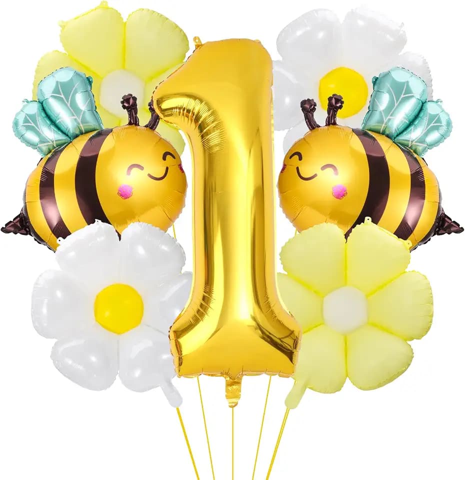Happy 1st Bee Day Decorations Daisy Bee Balloons So Sweet to Bee One Bumble Bee First Birthday Decorations Fun to Bee One Decoration for Baby Shower 1 Year Old Birthday Party Milestone Supplies