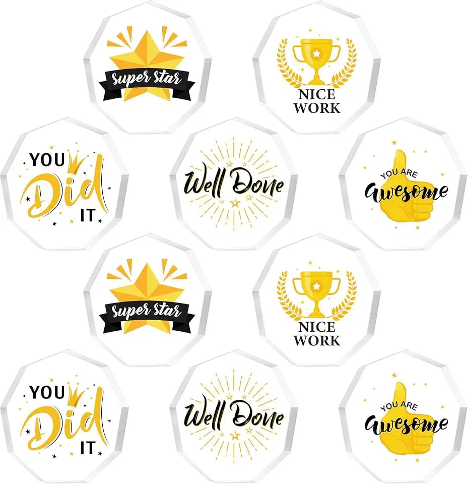 10 Pcs Appreciation Acrylic Award Acrylic Trophies Award Gift Acrylic Thank You Award Gift Awards Sports Rewards for Adults and Kids Employee Party Office Classroom Decorations