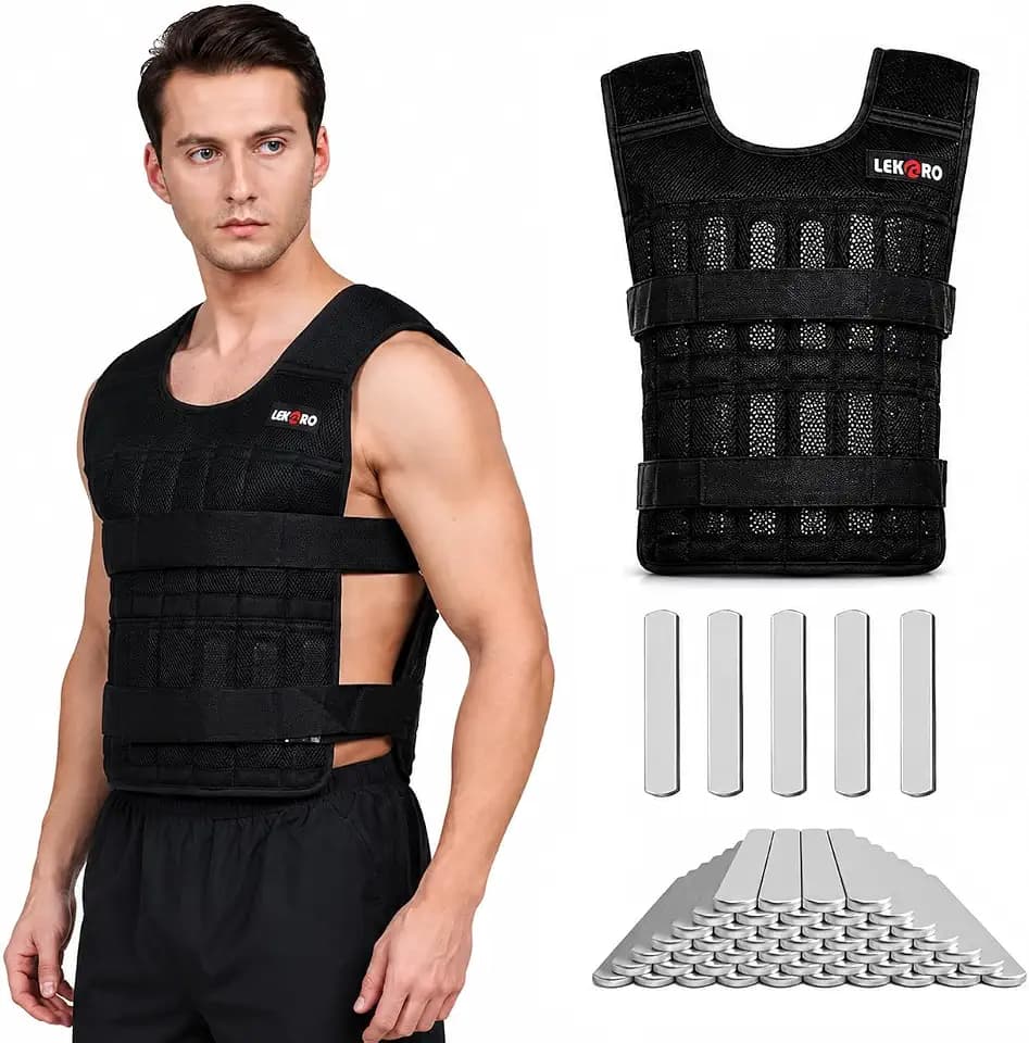 Adjustable Weighted Vest for Men Women, Up to 44LB with 96 Removable Steel Plates, Workout Weight Vest & Weighted Training Vest for Strength Training, Cardio & Running