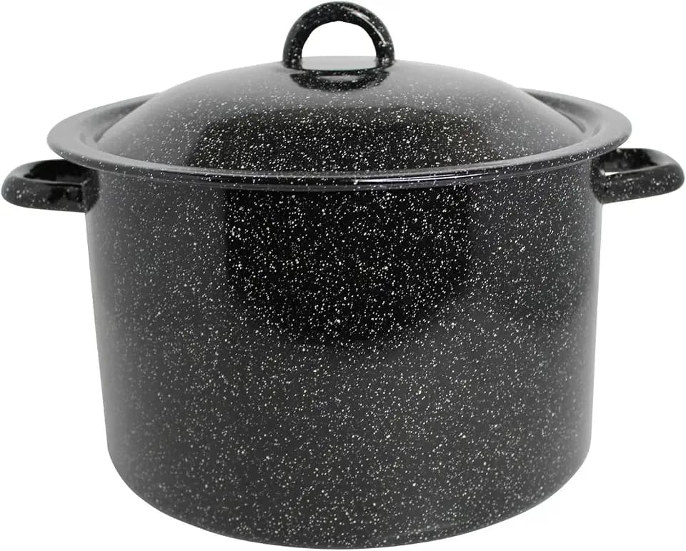 MIRRO 7.75 Qt Enamel Stock Pot for Canning, Black