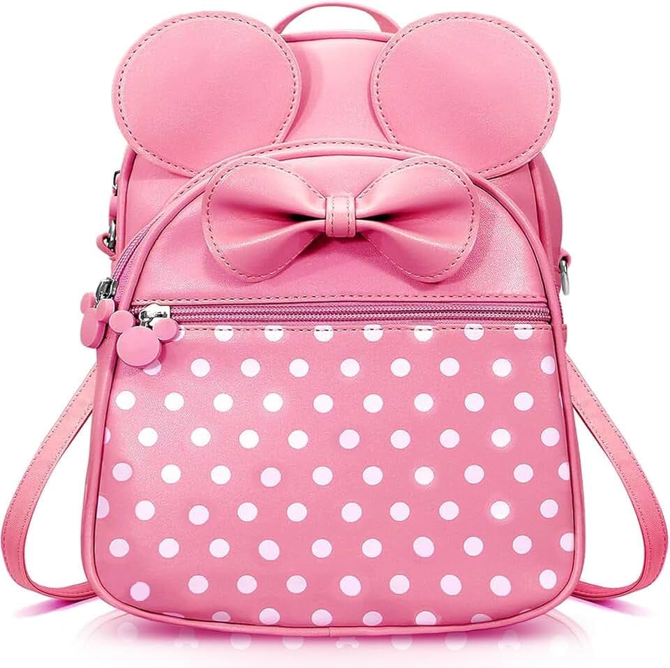 Cute Girls Mini Mouse Backpacks for Kids Backpack Purse Pink Toddler Backpacks Small Travel Kid Daypack Women Convertible Shoulder Bag Bowknot Little Girls Children Preschool Backpack