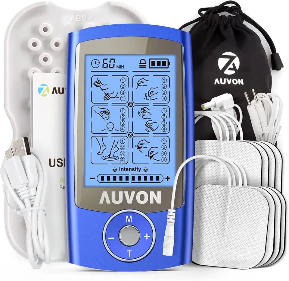AUVON 24 Modes TENS Unit Muscle Stimulator for Pain Relief, Premium Pads