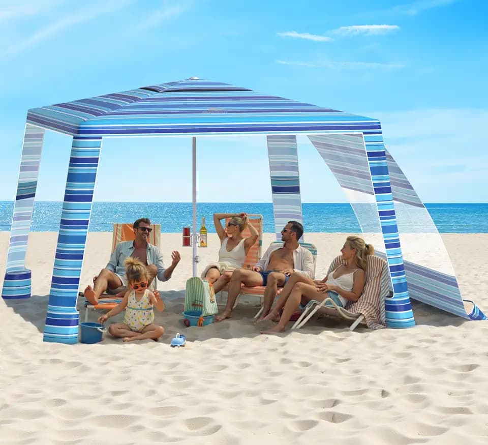 Rhino Valley Beach Cabana, 8 * 8FT Beach Tent UPF50+ Protection