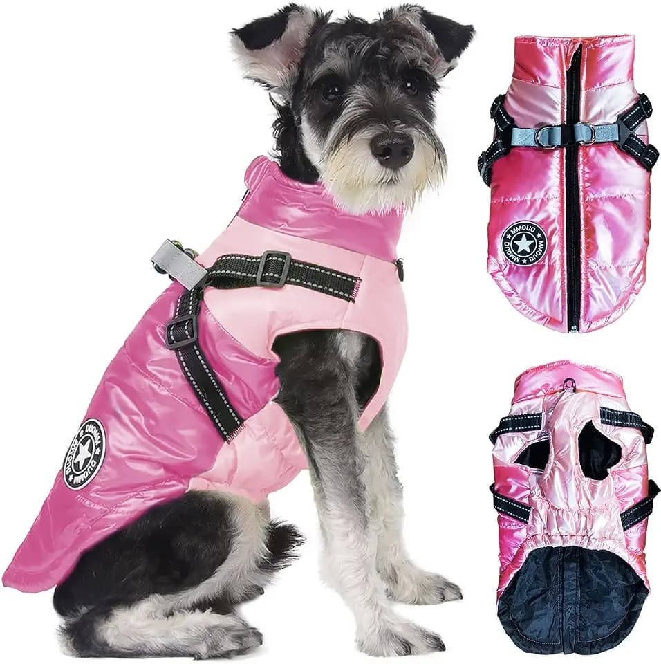 Hundemantel Winter, RosyFate Hund Warm Kleidung, Welpen Jacke, Weste Hund, Hunde Mantel Regendicht Winddicht, Hundemantel für Kleine und Mittlere Hunde (Rosa XL)