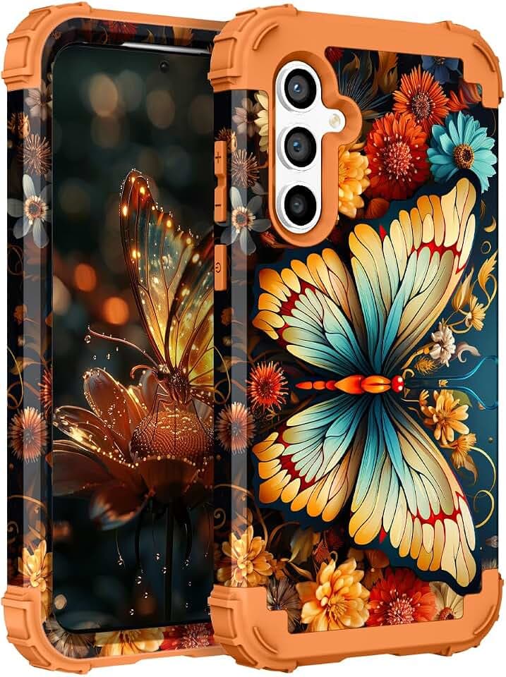 Hocase for Samsung Galaxy S25 Case 6.2"", Butterfly in Orange