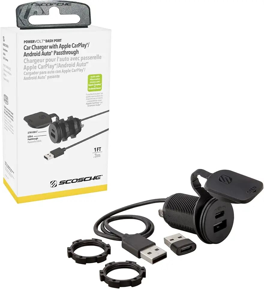 Scosche PowerVolt Dash Port 27W USB-C Car Charger with Data Pass-Through