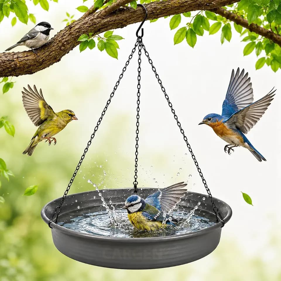 CARGEN Hanging Bird Bath Bowl - Window Bird Water Feeder Tray for Outdoors