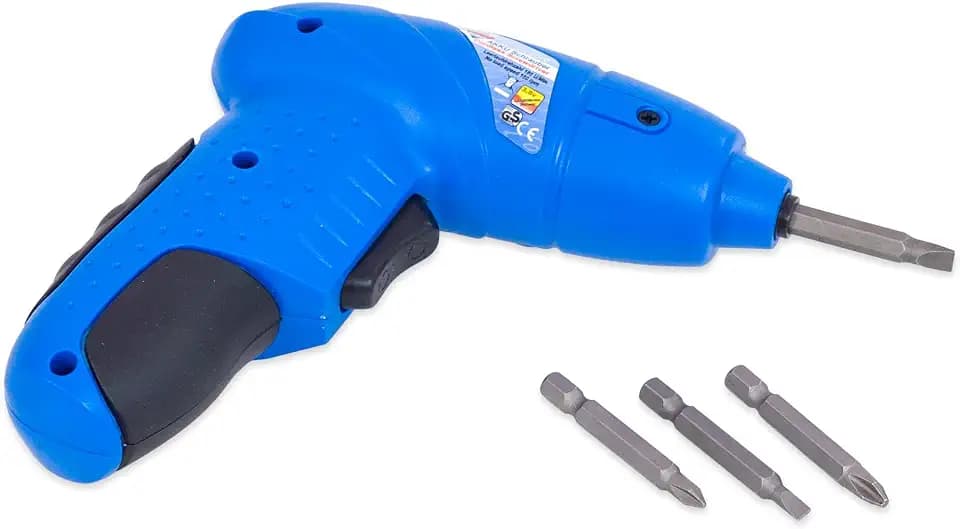 Pebaro 2010 Leistungsstarker Akkuschrauber, 9 Bits, USB-Kabel, Gürteltasche, drehbarer Griff zur Verwendung als Stabschrauber oder LED-Taschenlampe, Geschenkidee für Kinder