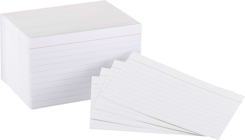 Amazon Basics Heavy Weight Ruled Index Cards for Studying and Note Taking, White, 3" x 5", 300 Count (Pack of 3)
