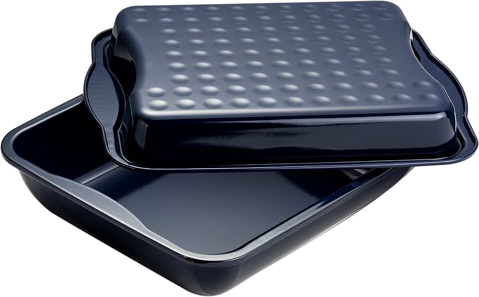 Dr. Oetker XXL Bräter 42 x 34 x 13 cm inkl. Deckel Back-Idee - Stahlblech mit Emaillierung, Antihaft-Eigenschaften, schnitt- und kratzfest, spülmaschinengeeignet, hitzebeständig bis 400°C