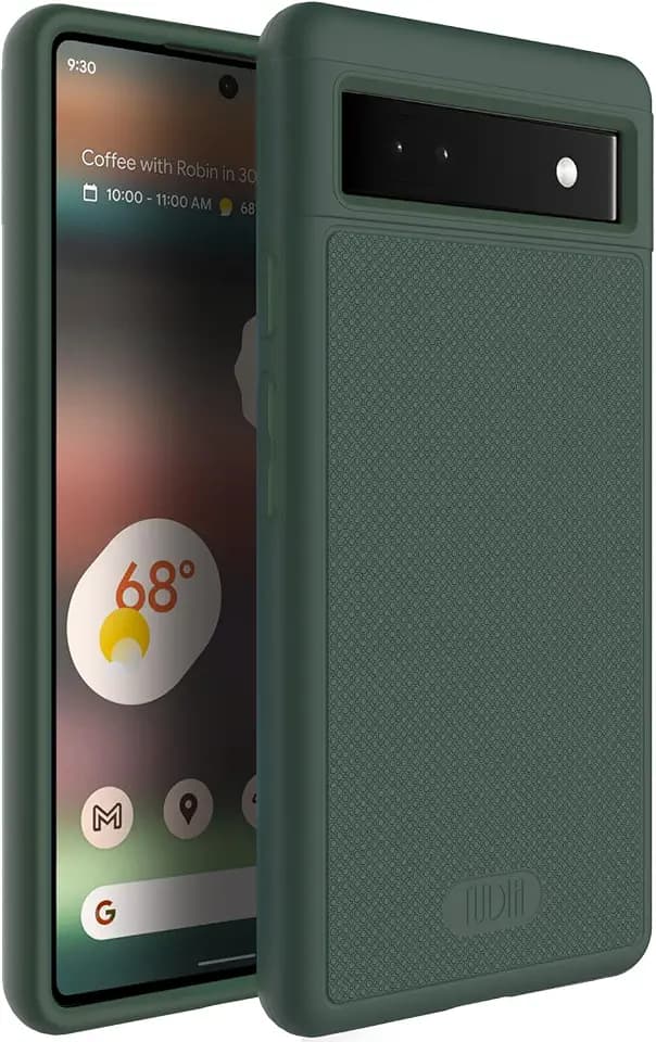 TUDIA DualShield Grip kompatibel für Google Pixel 6a Hülle (2022), [MergeGrip] Stoßfestes Dual Layer Dünn TPU Militär Grade Handyhülle für Pixel 6a - Kieferngrün