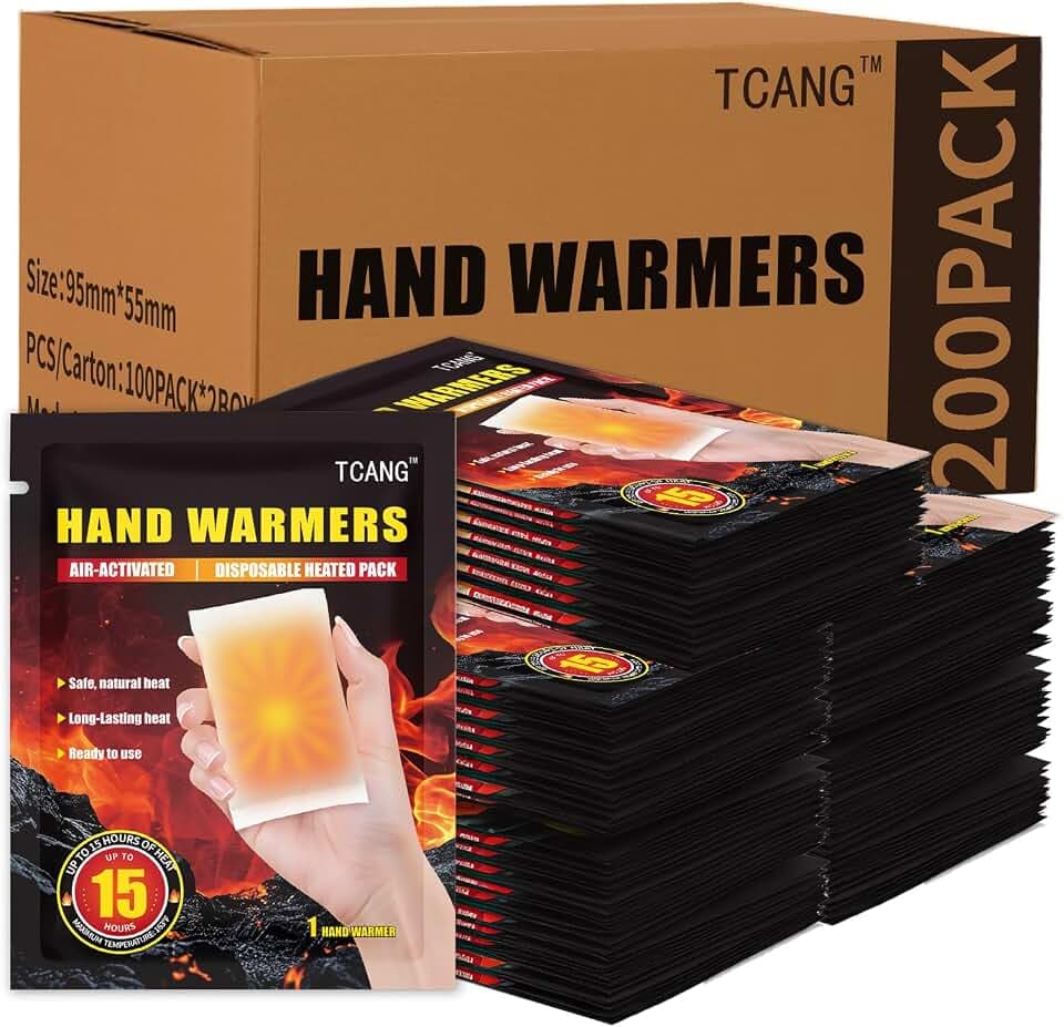 Hand Warmers Disposable - Up to 15 Hours of Heat - 10/50/100/200 Pack Super Lasting Air Activated Warmers, All Natural, Portable for Body, Hands & Toes - Odorless Hot Warmer Heater for Outdoor