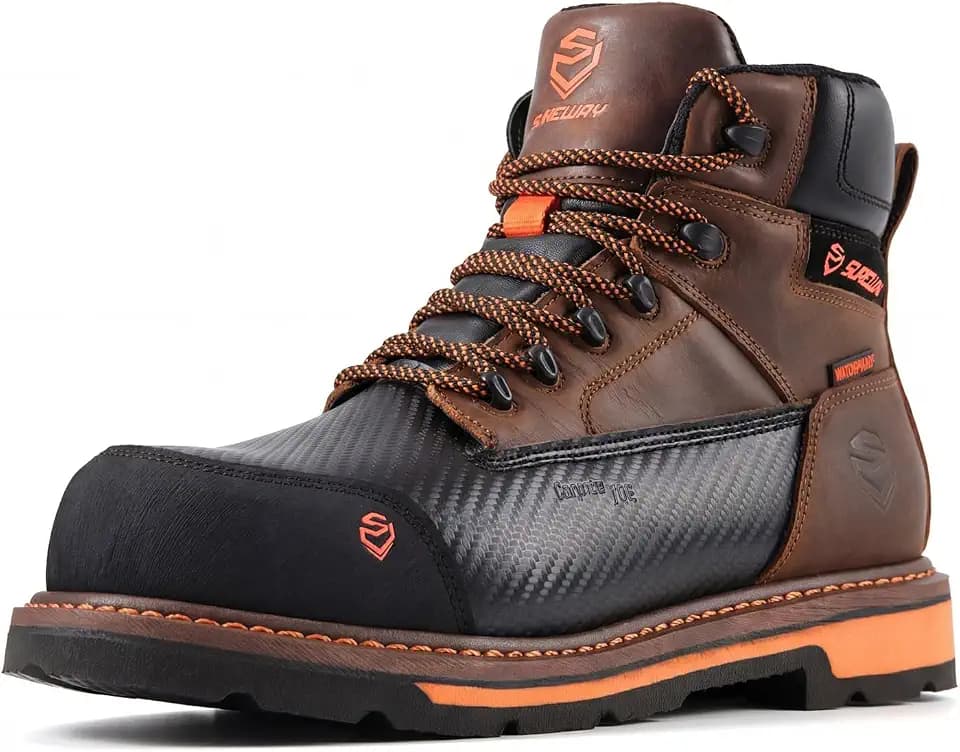 SUREWAY 6in Waterproof Work Boots for Men, Leather, Soft/Composite Toe