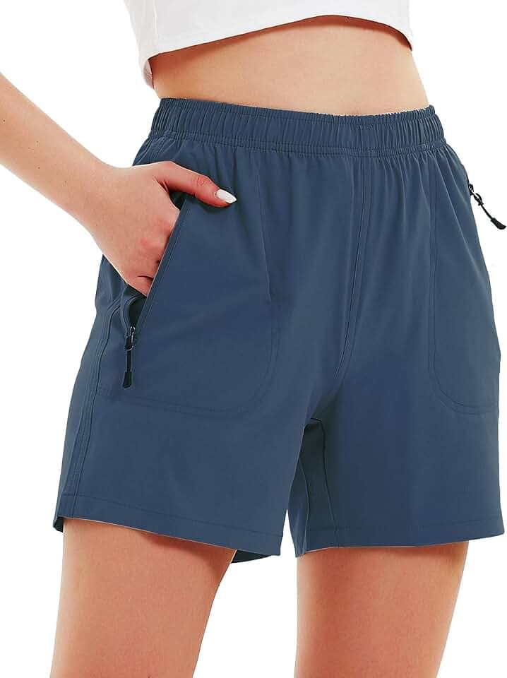 Womens 5" Hiking Cargo Shorts Quick Dry Lightweight Athletic Outdoor Shorts for Workout with Zipper Pockets