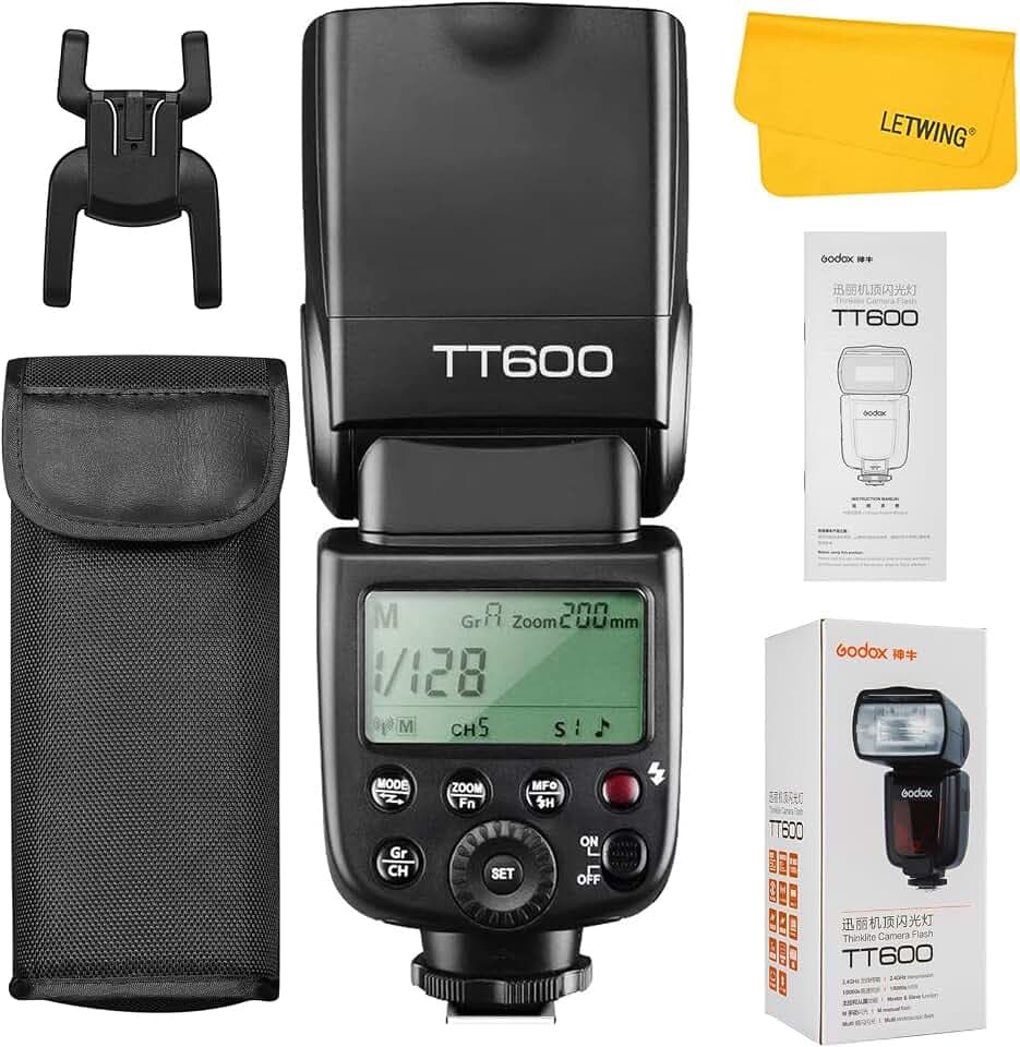 Godox TT600 2.4G Wireless Flash Speedlite Master/Slave Blitz mit integriertem Auslösesystem Kompatibel für Canon Nikon Pentax Olympus Fujifilm Panasonic (TT600)