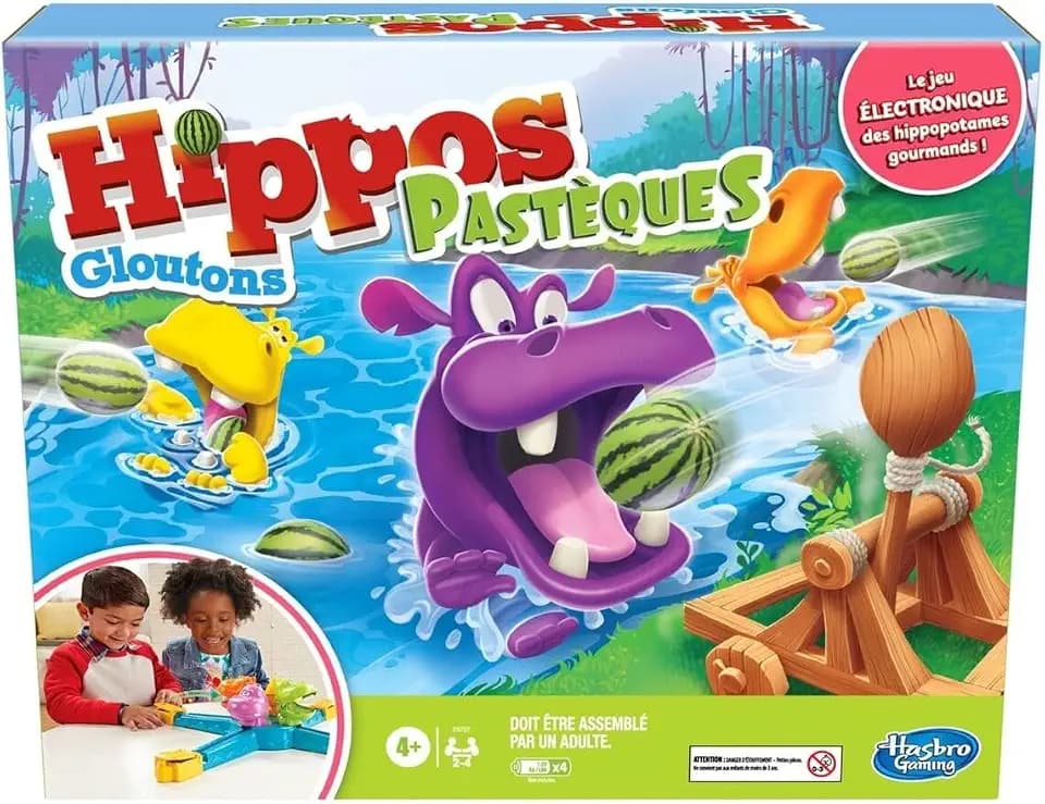 Hasbro Gaming Hippos Wassermelonen, Spiel für Kinder, ab 4 Jahren, Vorschul-Elektronikspiel für 2 bis 4 Spieler