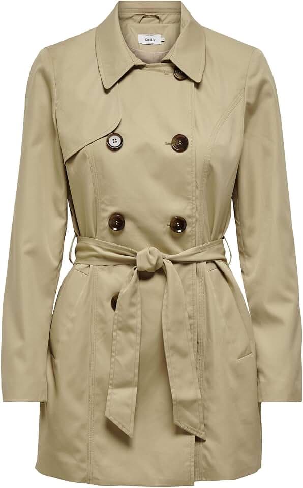 ONLY Damen Onlvalerie Trenchcoat Otw Noos Zweireihiger Trenchcoat (1er Pack)