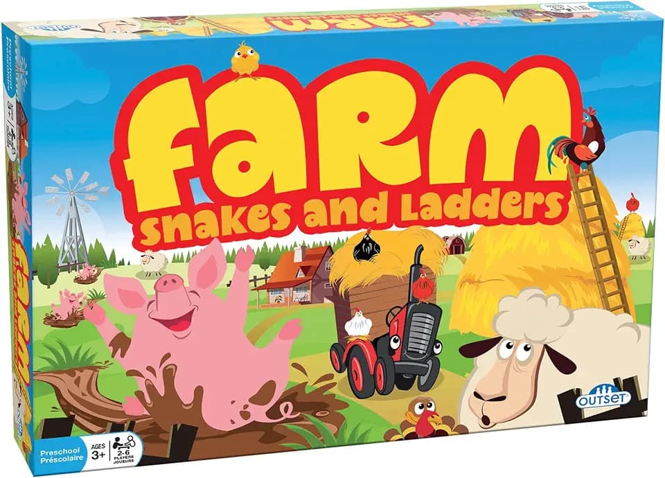 Outset Media Farm: Snakes and Ladders - No Reading Required, Preschool & Kids Board Game, Builds Children's Social & Developmental Skillls, Outset Media, Ages 3+, 2-6 Players