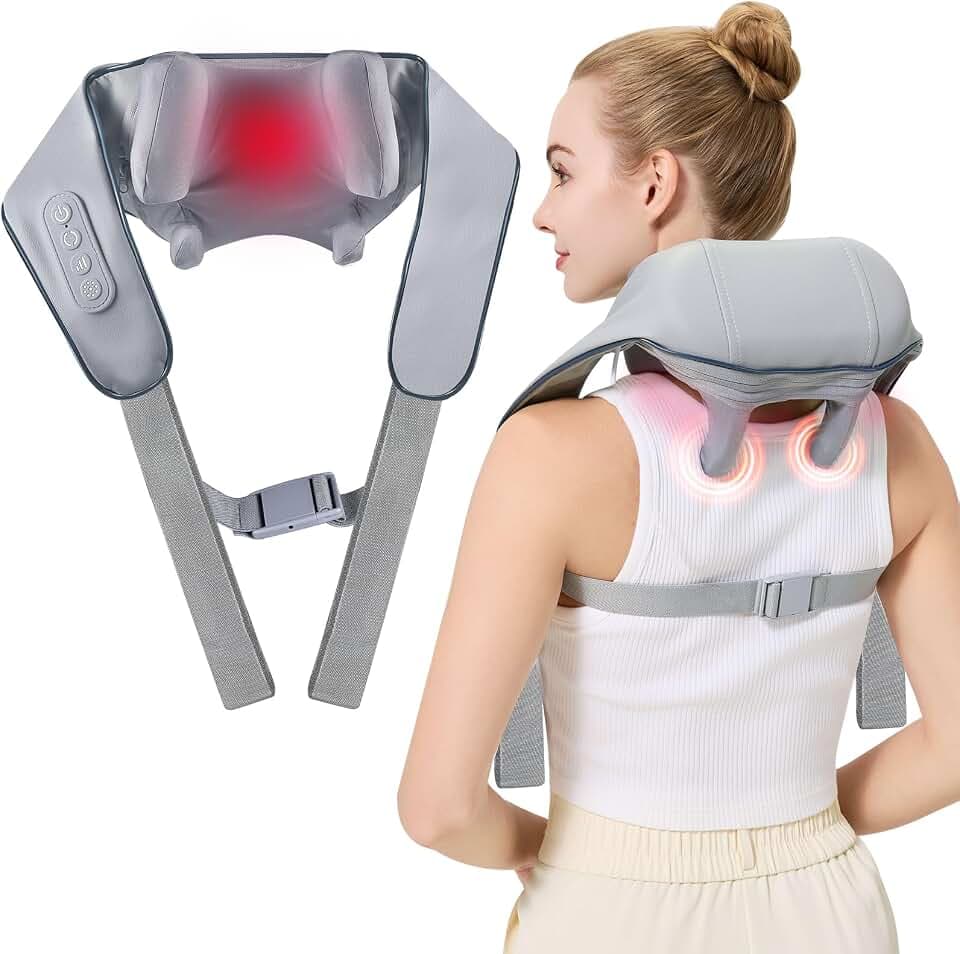 4D Wireless Deep Tissue Kneading Neck Massager with Heating Function, Shiatsu and Shoulder Massager Pillow,Back and Leg Pain Relief, Body Muscle Pain Relief, Perfect Gifts for Men Women.