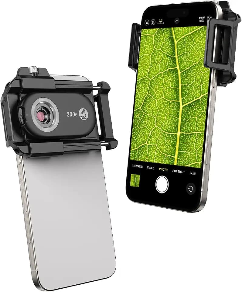 MIAO LAB 200X Phone Microscope Lens, Phone Camera Micro Lens with Universal Clip/LED Light/CPL, Mini Pocket Microscope Attachment for iPhone 17/16/15/14/13 Series and Most Smartphone MS200(200X)