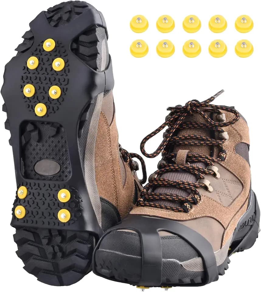 TRIWONDER Ice Cleats for Shoes and Boots Anti Slip Ice Grips Snow Crampons Traction Cleats Hiking Fishing Walking Gear