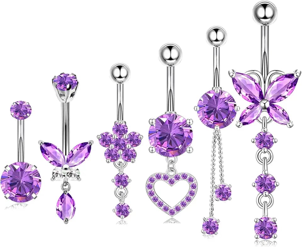 Dangle Belly Button Rings Surgical Steel 14G Navel Piercing Jewelry