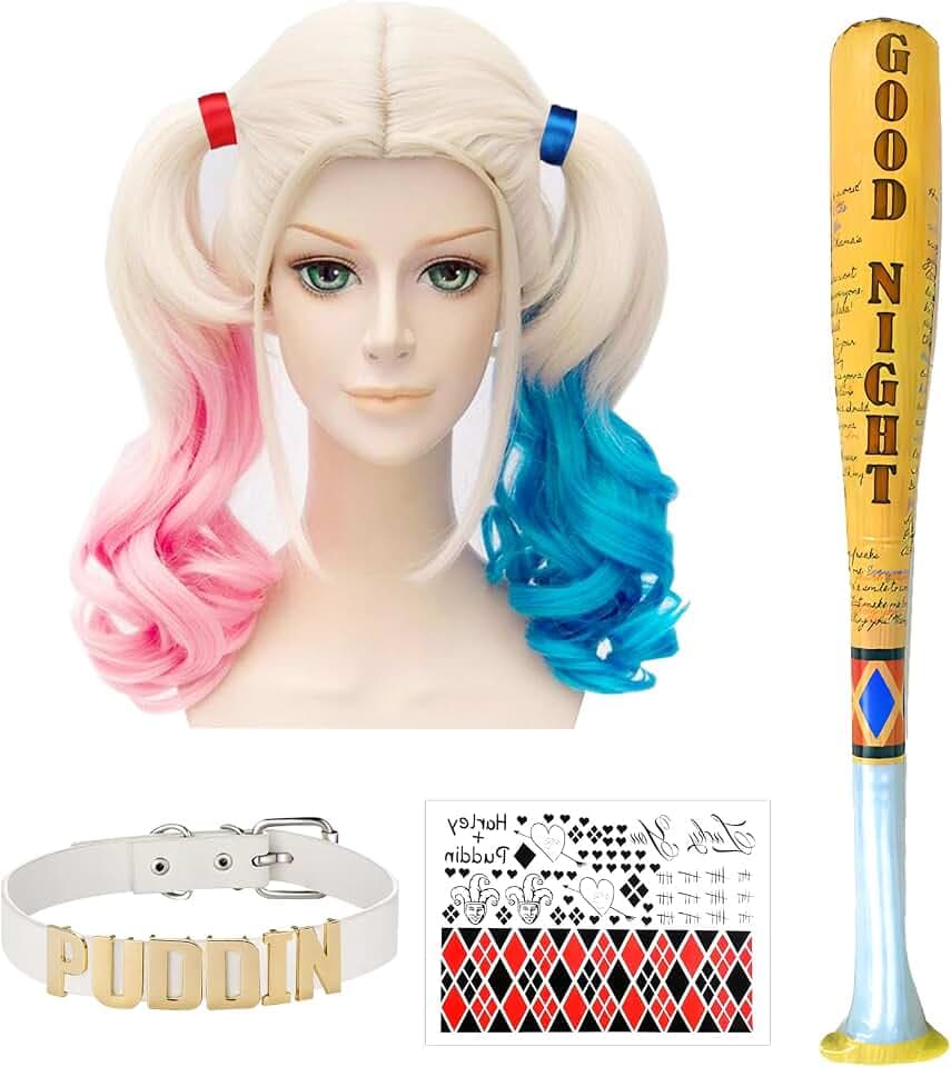 Cosplay Perücken Rosa und Blau Perücke mit Zwei Pferdeschwänzen