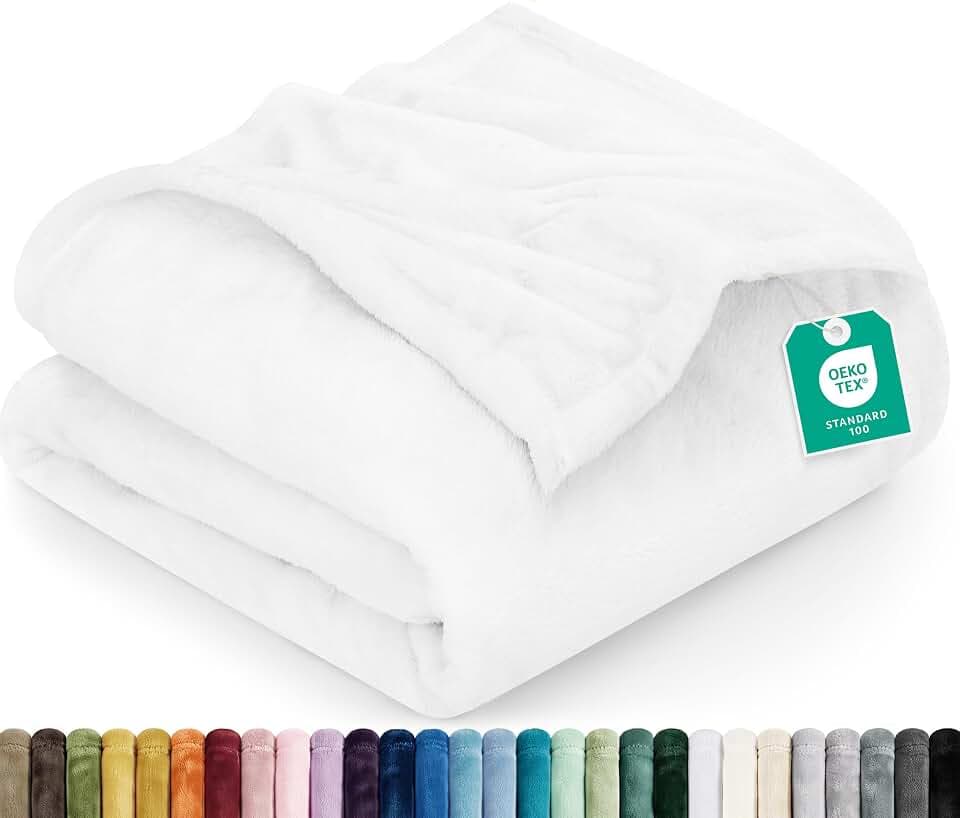 Utopia Bedding Ultra Soft Fleece Bed Blanket Throw Size White (50x60 Inch)