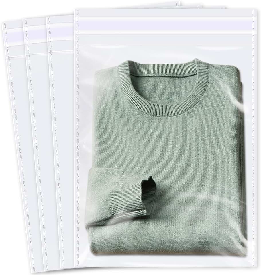 iMailer - 100 Pcs -12" x 18" Clear Plastic Cellophane Bags-Resealable Self Sealing Cello Poly Bags for Prints, Photos, Documents, Clothing, T-Shirt