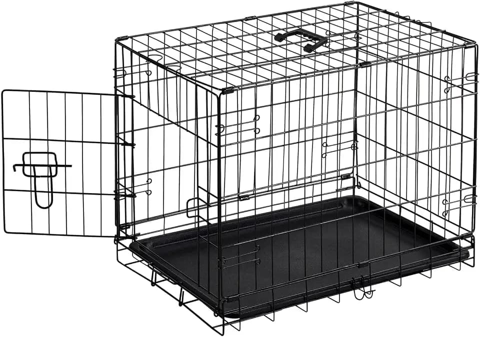 Sweetcrispy Dog Crate, 24 Inch Small Dog Puppy Cage, Foldable Pet Kennel