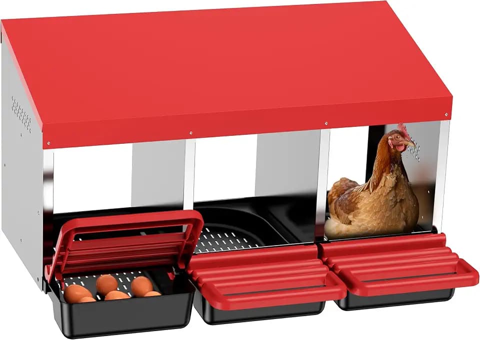 ZenxyHoC Chicken Nesting Box Red 3 Compartments