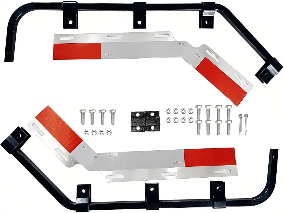 Angled Bar Type Mud Flap Hangers for Semi Truck Mud Flap Hangers for Semi Mud Flaps with Reflective Strip Tape Square Steel Mudflap Hangers