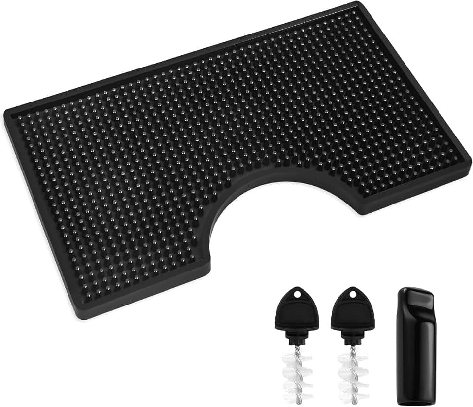 Kegerator Beer Drip Tray Mat - 4.5" Cutout Kegeator Tower Bar Mat