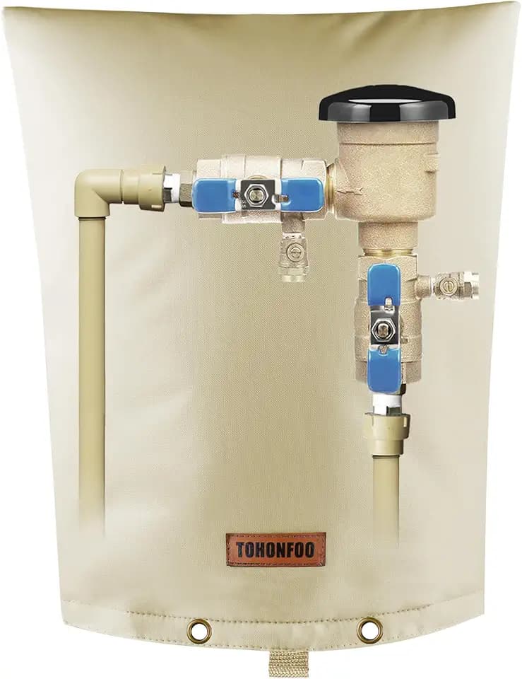TOHONFOO Backflow Preventer Cover, Pipe Freeze Insulation, 16"Wx20"H, Beige