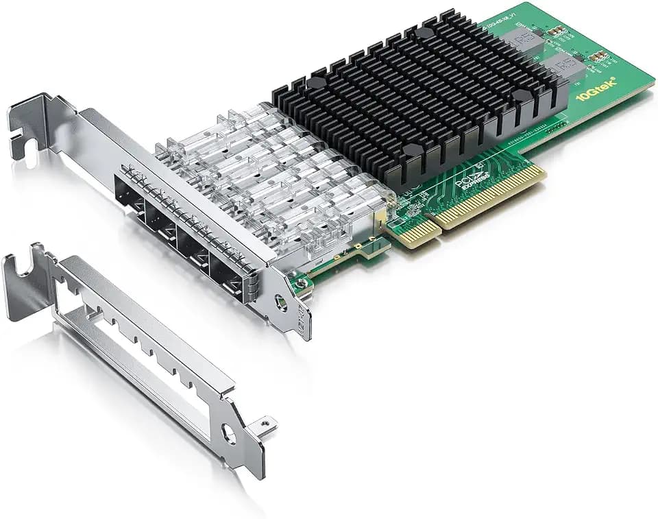 10Gtek 10Gb PCI-E NIC Network Card, Quad SFP+ Port, with Original Intel XL710-BM1 Controllers, PCI Express Ethernet LAN Adapter Support Windows Server/Linux/VMware ESXi, Compare to Intel X710-DA4