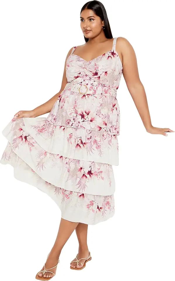 City Chic Women's Plus Size Isabella Border Dress