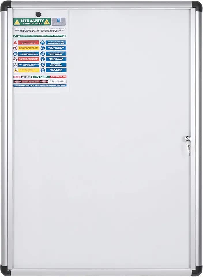 Bi-Office-Vitrine für den Innenbereich mit zusätzlichem, abschließbarem magnetischem Whiteboard, Größe: 723 x 984 mm - 9 x A4