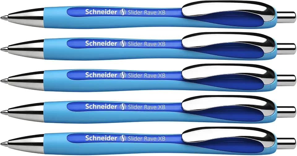 Schneider Slider Rave XB Kugelschreiber, 5 Stück, Hellblau-Blau