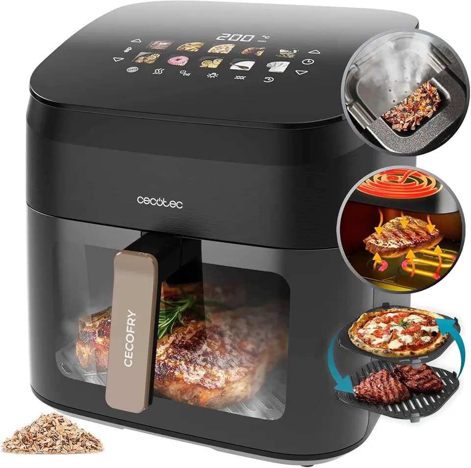 Cecotec Heißluftfritteuse ohne Öl Cecofry&Grill Smokin' 8500 mit 8,5 L