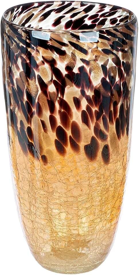 GILDE große Vase Glasvase Gross Standvase - Deko Vase für Pampasgras, Äste, Blumen – Herbstdeko Geschenk Weihnachten Geburtstag Hochzeitsgeschenk – Boden Vase groß handgefertig Höhe 36,5 cm Ø 18 cm