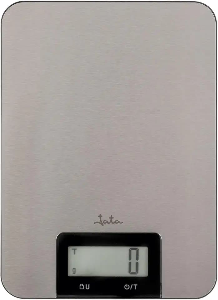 JATA HOGAR HBAL1211 Digitale Küchenwaage, Präzision, Küchenwaage, bis zu 5 kg, Tara-Funktion, Edelstahl, Touch-Tasten, automatische Abschaltung, LCD-Display