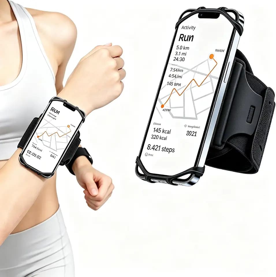 Running Armband 360°Rotatable,Arm Band for Phone Fits All 4''-6.5'' Smartphones,Compatible with iPhone 17/16/15pm/p,Workout Cellphone Holder with Key Holder,for Running Hiking Biking Walking
