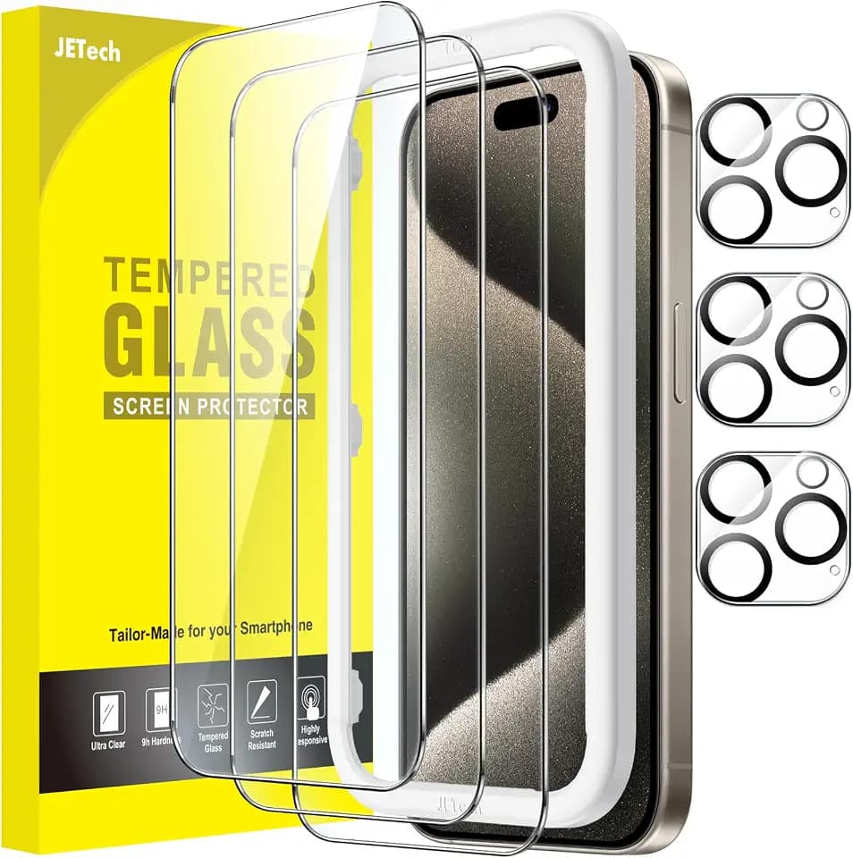 JETech Screen Protector for iPhone 15 Pro Max, 3+3 Pack