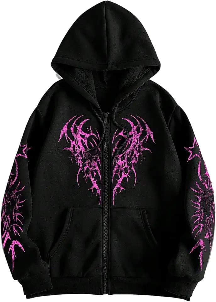 SHENHE Men's Zip Up Graphic Hoodie Long Sleeve Drawstring Sweatshirt