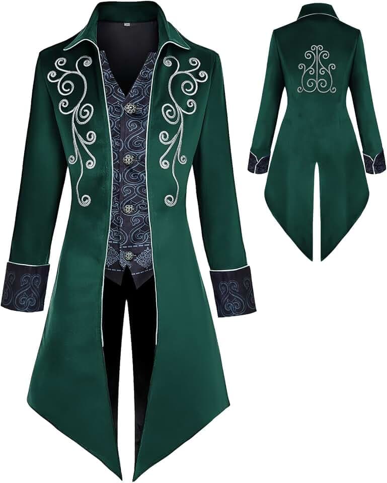 Halloween Medieval Clothing Men's Costumes Steampunk Tailcoat Jacket