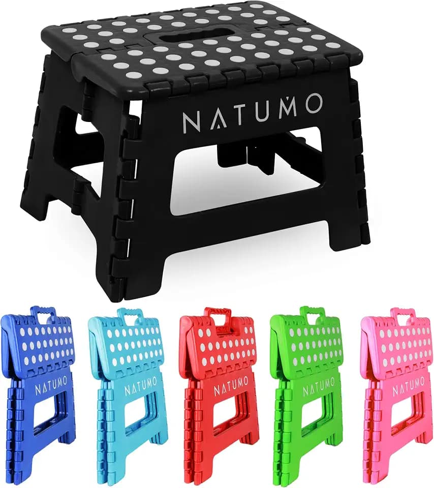 NATUMO® Tritthocker Kinder, Klapphocker faltbar, Leichter und Rutschfester Kinder Hocker Bad & Toilette, Klapptritt für Badezimmer, Küche und Garten, 22cm (Schwarz)
