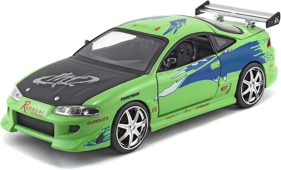 Fast & Furious 1995 Mitsubishi Eclipse 1:24 Druckguss-Modellauto, Spielzeug für Kinder und Erwachsene, Sammelfahrzeuge und Spiel